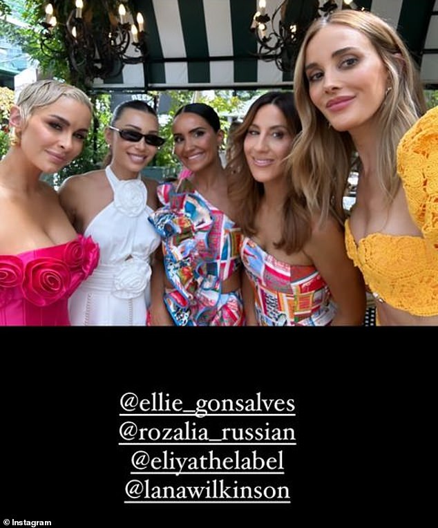 Rebecca also took to Instagram to share selfies with her famous friends Ellie Gonsalves, Rozalia Russian, Eliya the Label founder Louise Elia and Lana Wilkinson.  All depicted