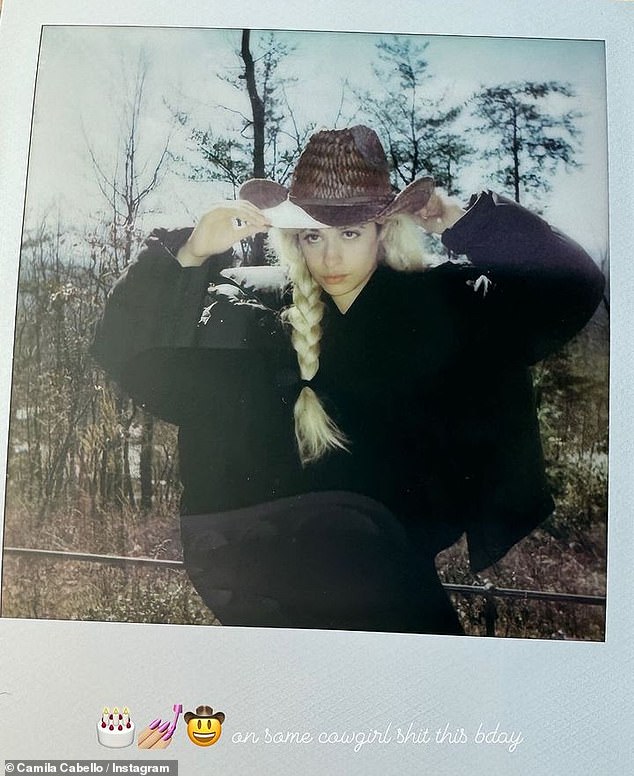 Cabello later took to her Instagram Stories and shared an additional image wearing a brown cowgirl hat as she got some fresh air outside