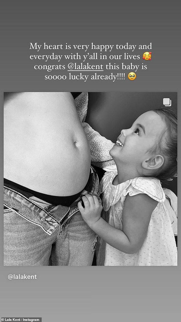 Her Vanderpump Rules co-star Scheana Shay, 38, posted the announcement to her Stories, writing, “Congratulations @lalakent this baby is so lucky already!!!!”