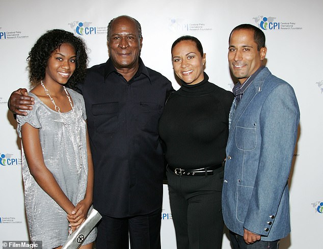 The 84-year-old actor's daughter, Shannon, claimed her brother, KC, failed to provide their father with proper care and subsequently called adult protective services.  Pictured: The Good Times actor with his granddaughter Quiera Williams (left), his daughter (center) and his son (right)