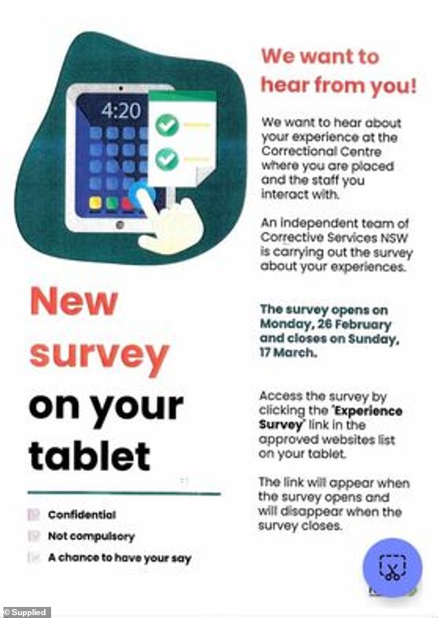 'We want to hear from you!'  is stated in the survey invitation.  “We would like to hear about your experiences at the Correctional Center where you have been placed and the staff you interact with.”