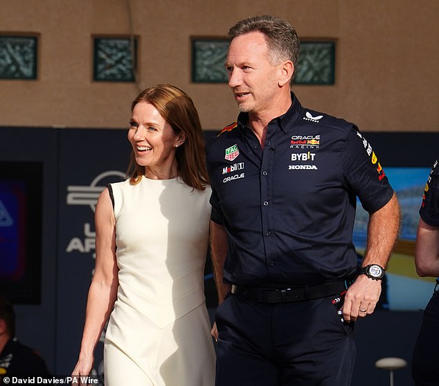 Horner and his wife Geri Halliwell presented a united front at the Bahrain Grand Prix after screenshots were leaked of a text conversation between Horner and the employee