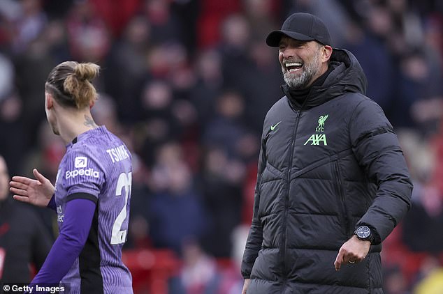 Klopp, who celebrated Liverpool's late victory over Forest, will step down this summer