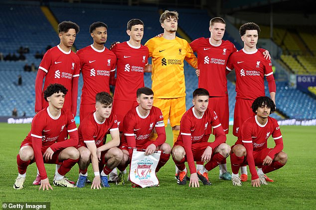 Liverpool line up for last week's FA Youth Cup quarter-final against Leeds United