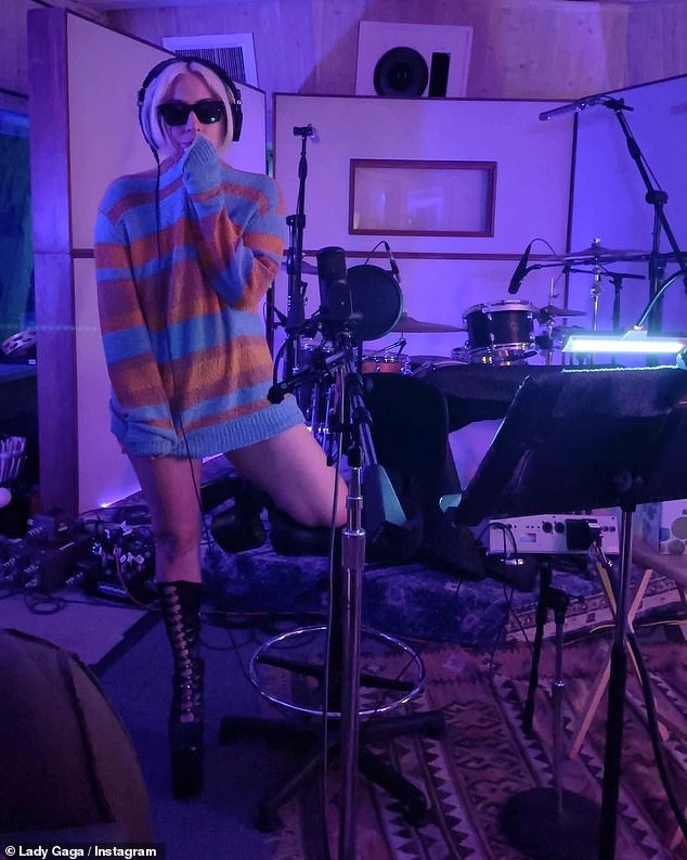 The Poker Face hitmaker has been working on new music and teased fans by sharing a photo of himself in the recording studio in January (pictured)