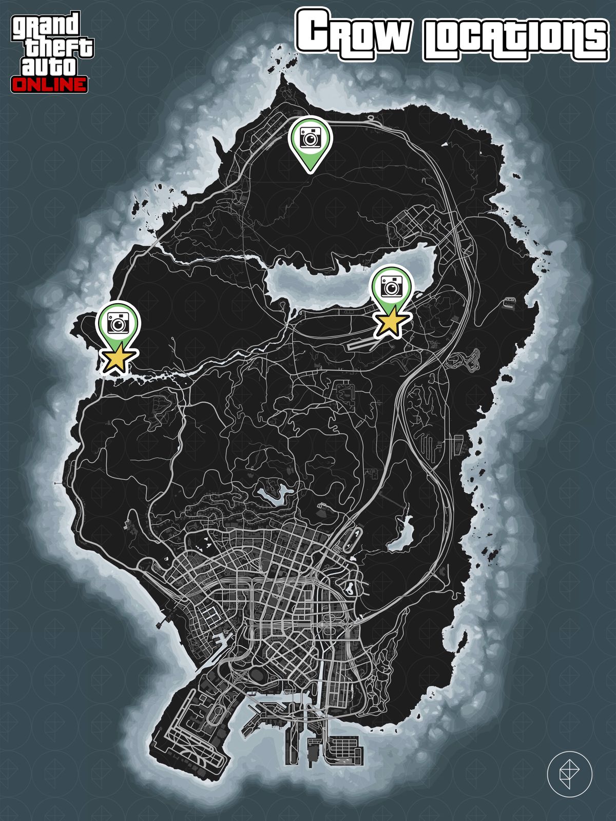 GTA Online map with crow locations