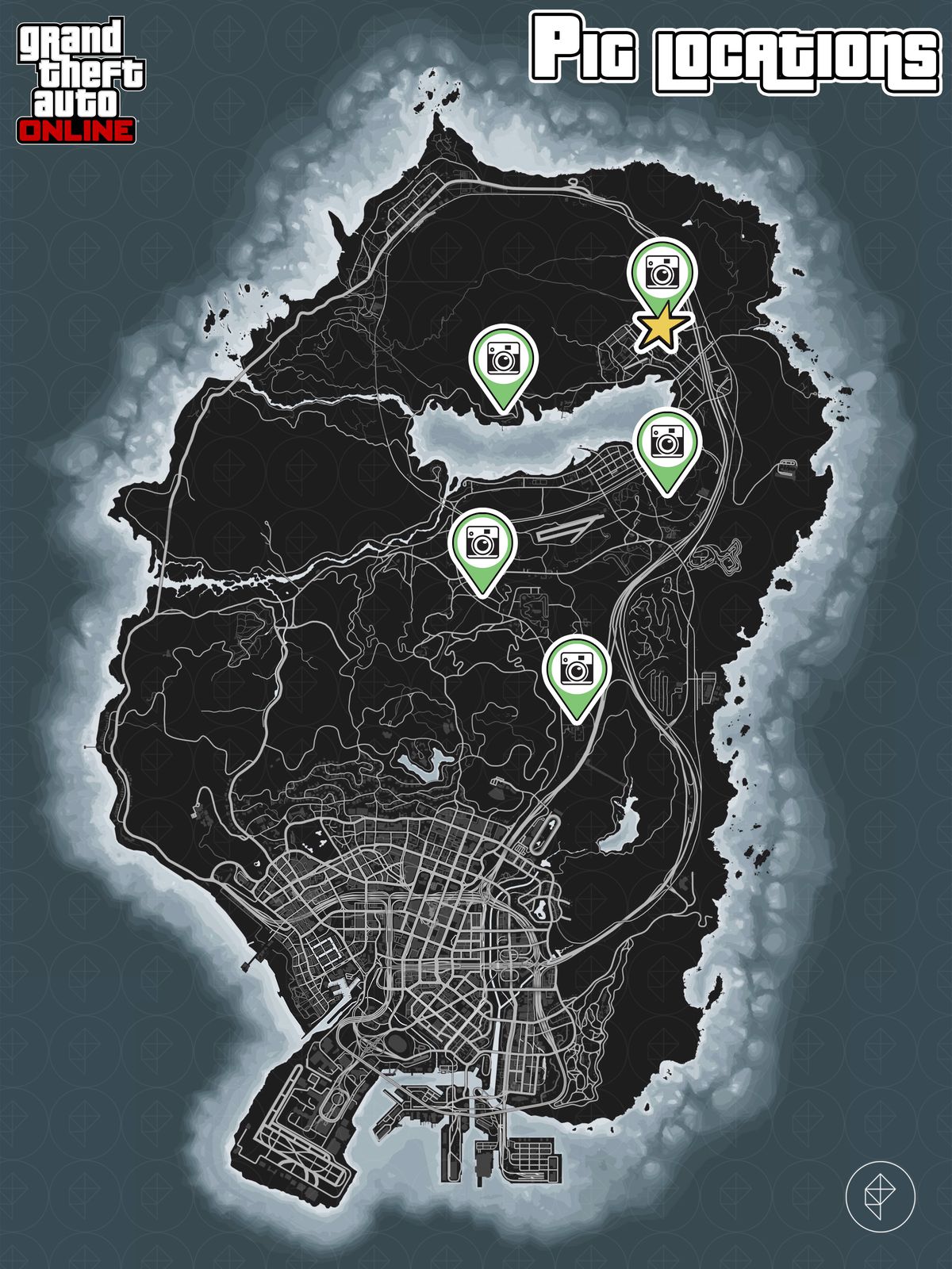 GTA Online map with pig locations