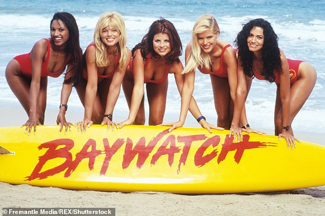 Traci Bingham, Donna D'Errico, Yasmine Bleeth, Gena Lee Nolin and Nancy Valen are seen from left to right in 2001