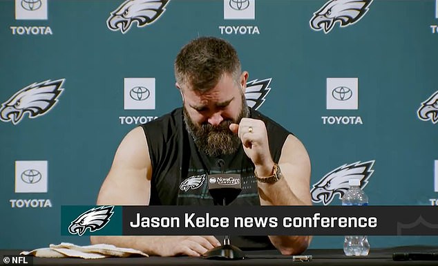 1709590462 409 Travis Kelce cries as he sits alongside his mom Donna
