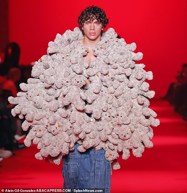 Boris Becker's son Elias appeared on the catwalk during Paris Fashion Week in a coat made of teddy bears