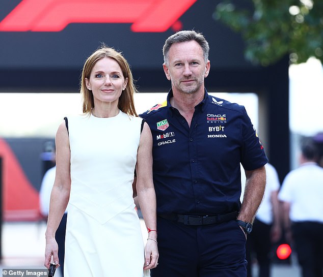 Horner is seen with his wife Halliwell who appeared in public with her husband