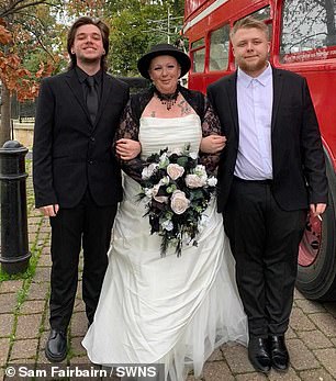 News of Andre's (right) onset of dementia has been 'really tough' for Sam (centre), her husband, husband Alastair, 60, and youngest son Tyler, 21 (left)