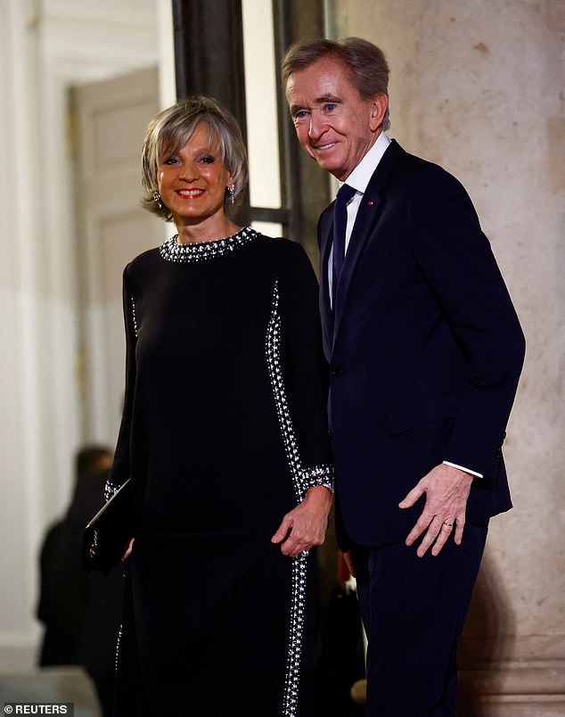 Bernard Arnault, chairman and CEO of LVMH Moet Hennessy Louis Vuitton, and his wife Helene Mercier