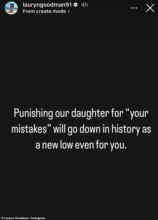 In a recent post, Lauryn took direct aim at Kyle as she cryptically shared, “Punishing our daughter for "your mistakes" will go down in history as a new low even for you'