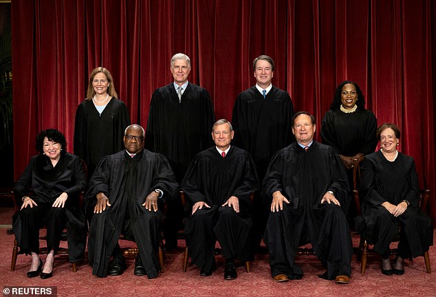 The freeze on Texas law SB 4 was issued by conservative Supreme Court Justice Samuel Alito (photo bottom row, second from right, in group photo with his fellow justices)