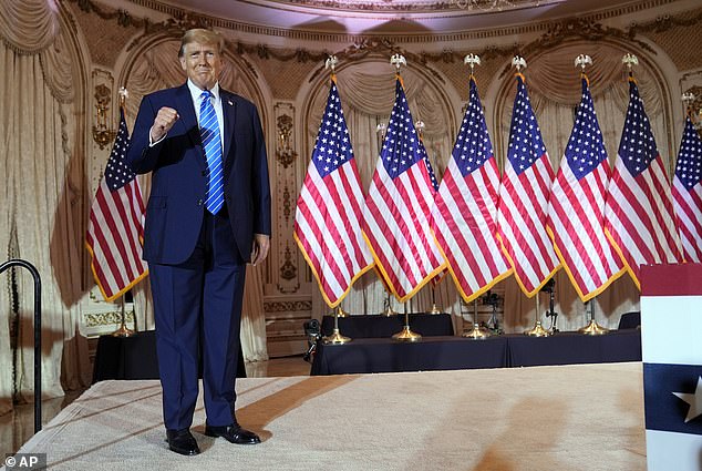 Donald Trump addresses his supporters at Mar-a-Lago, where he called it a 'great victory'