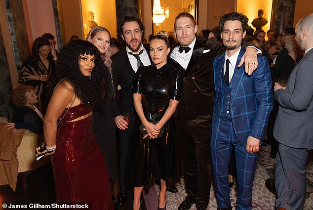 Laurence O'Fuarain, Chanel Cresswell, Harry Goodwins and Jack Anderson posed together at the afterparty