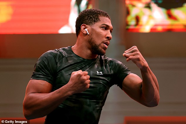 Pictured: Boxer Anthony Joshua trains ahead of a heavyweight fight against Francis Ngannou
