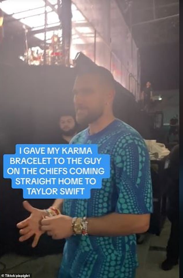 An Australian Swiftie took a beaded friendship bracelet off her wrist and gave it to Kelce