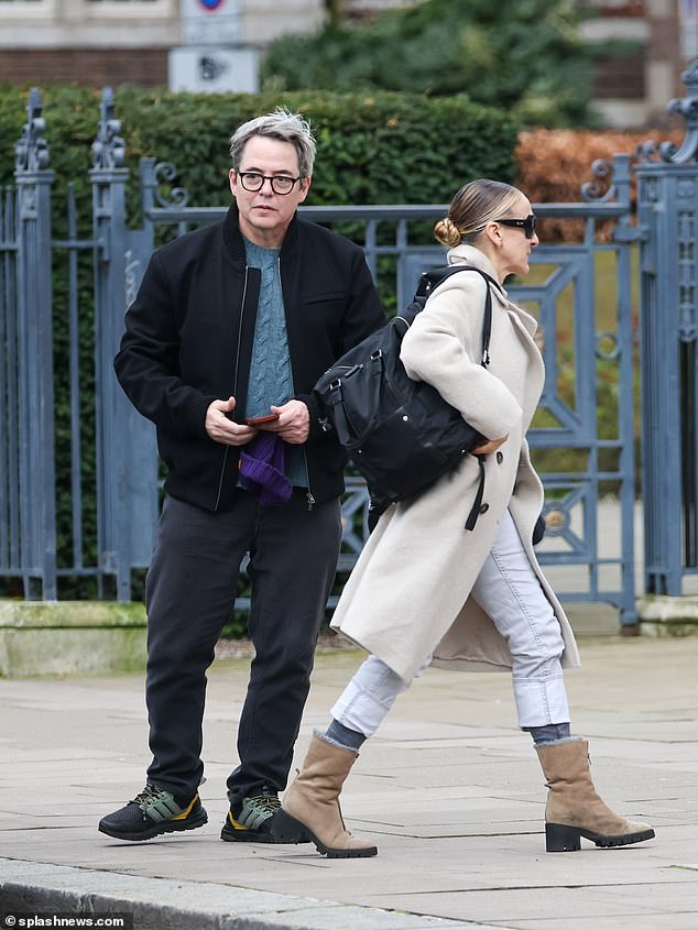 The Sex In The City star completed her look by pulling her hair back into a sleek bun and shielding her eyes with black sunglasses