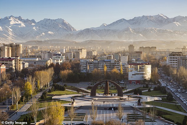 Bishkek, the capital of Kyrgyzstan, is currently number 3 on the list.  In the photo: Victory Square near Kyrgyz Range, Bishkek