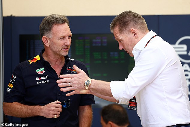 Jos Verstappen (right) claimed Red Bull will 'explode' if Christian Horner stays with the team