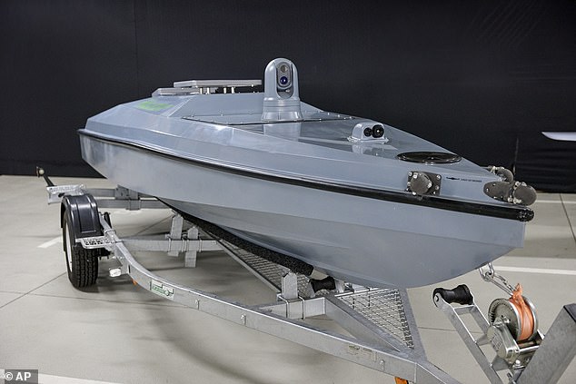 In this undated photo provided by the Ministry of Digital Transformation of Ukraine, a Magura V5 (Maritime Autonomous Unmanned Robotic Device V-type), Ukrainian multi-function unmanned surface boat, is seen in Ukraine.