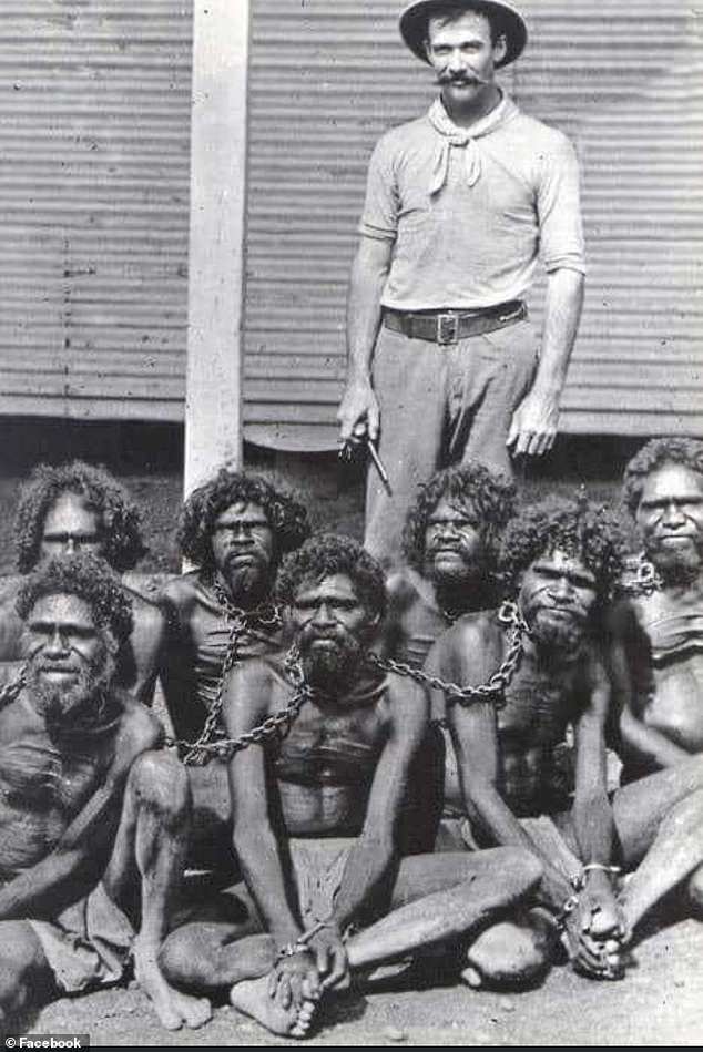 Pictured: A photo the children's relative showed to Daily Mail Australia explaining the scene reminded her of the way Aboriginal people used to be treated