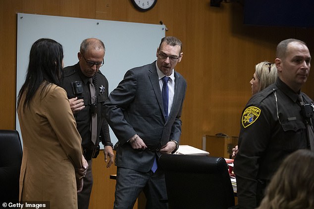 Crumbley, father of Oxford High School shooter Ethan Crumbley, leaves the Oakland County Circuit Court courtroom during a break on the first day of his trial