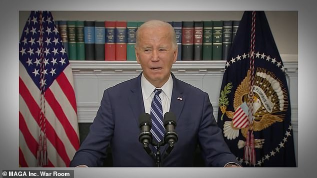 The ad also included a clip of Biden freezing for about 10 seconds during a press conference on February 16