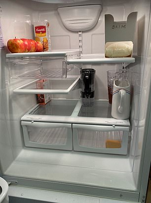 And this image shows her refrigerator