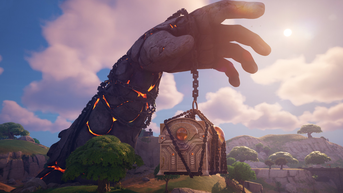 Fortnite Titan's hand dangles from Pandora's box