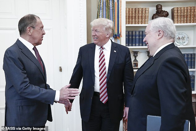 Officials also raised concerns that Trump shared classified intelligence with Russian Foreign Minister Sergei Lavrov (left) and Ambassador Sergey Kislyak during a 2017 Oval Office meeting