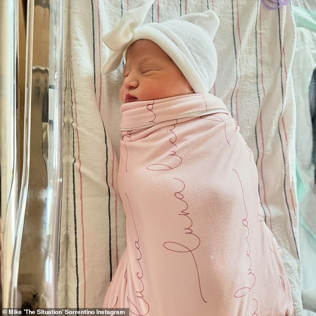 “We are overjoyed to announce the newest member of our growing Italian family.  Luna Lucia Sorrentino… born March 6, 2024 at 3:49 PM weighing 5 pounds and 6 ounces long,” he wrote, sharing adorable photos of the baby girl.
