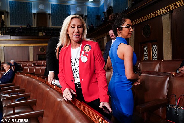 Marjorie Taylor Greene, who harassed Biden last year, showed up wearing a T-shirt that read 