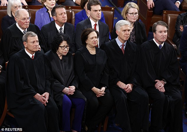 Three justices who joined the 6-3 opinion striking down Roe were in the room