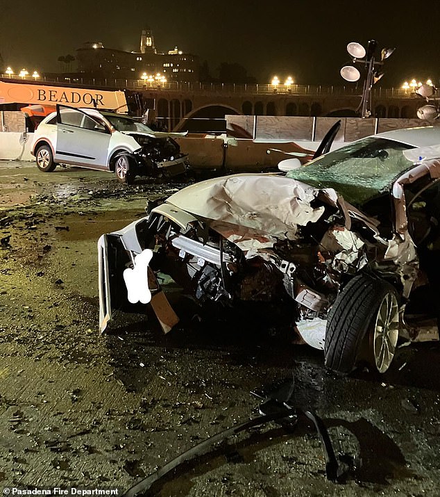 After the crash, California Highway Patrol and Pasadena fire officials released photos of the aftermath, showing the cars of both Pullos and the 23-year-old victim completely totaled and sprawled along Arroyo Seco Parkway.