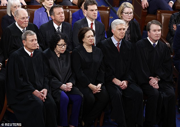 Biden didn't shy away from berating the Supreme Court to their faces for overturning Roe v. Wade, telling them 'with all due respect that women are not without power'