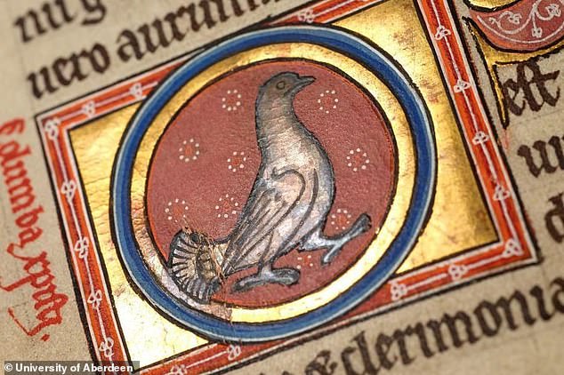 The book is known as the Aberdeen Bestiary and was created in 1200.  It includes stories about animals to demonstrate key beliefs of the period