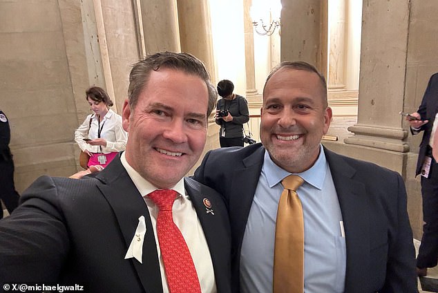 Rep. Mike Waltz, R-Fla.  posed with Nikoui before entering the House chamber.  He also invited a Gold Star mother to the speech