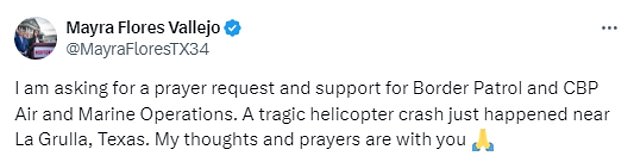 Republican Rep. Maya Flores Vallejo asked the public to pray for the victims