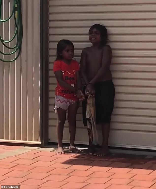 Whining and scared, the children were tied up with cable ties after being caught swimming in the pool