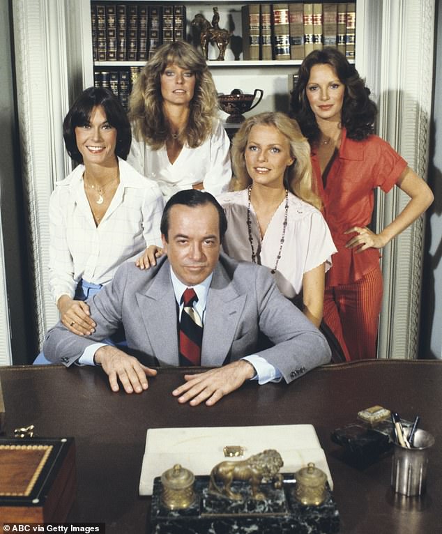 In the late 1970s, Allison starred in one episode of The Waltons and two episodes of Charlie's Angels (1977) alongside Kate Jackson, Farrah Fawcett and Jaclyn Smith;  Fawcett (top left) with Kate Jackson, David Doyle, Cheryl Ladd and Jaclyn Smith in Charlie's Angels (1978)