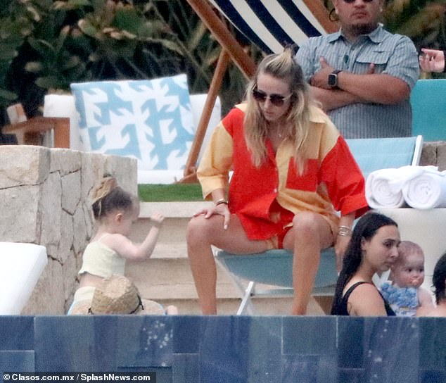 She paid a lot of attention to her daughter Sterling, while her friends also took care of their children