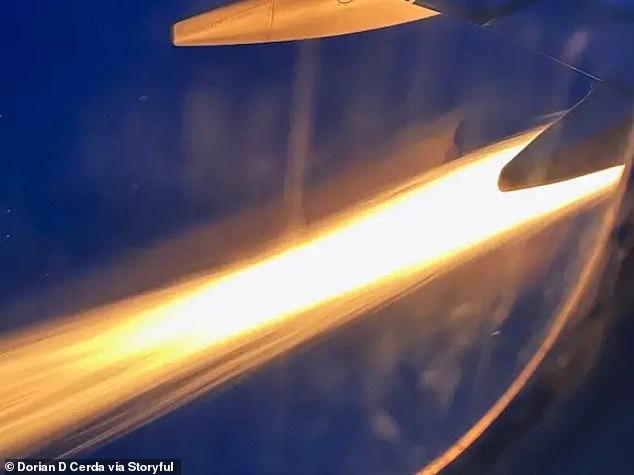 One of the engines of another United Airlines 737 in Texas burst into flames in a terrifying fireball mid-flight earlier this week