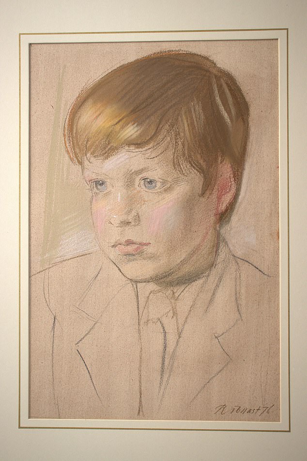 Charcoal drawing of the eleven-year-old Count by Robert Tollast