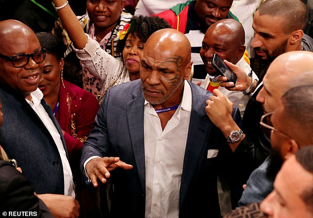 Mike Tyson is pictured in Saudi Arabia after Tyson Fury defeated Francis Ngannou