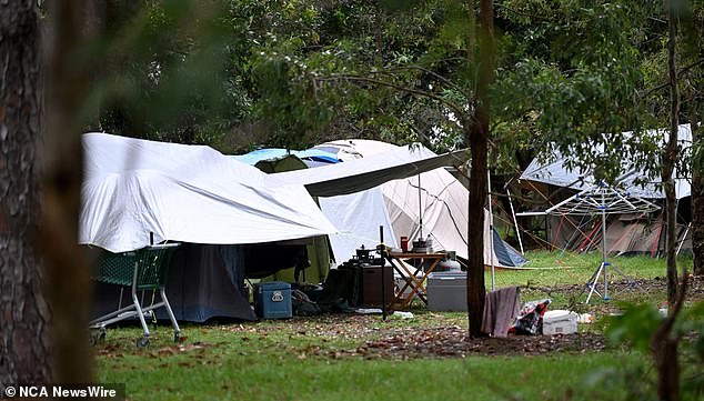 Brisbane's vacancy rate fell to a record low of 0.8 per cent in January (photo of people living in tents in Mckillop Park)