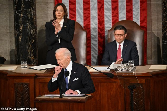 Biden coughed dryly into his fist several times during his State of the Union address on Thursday