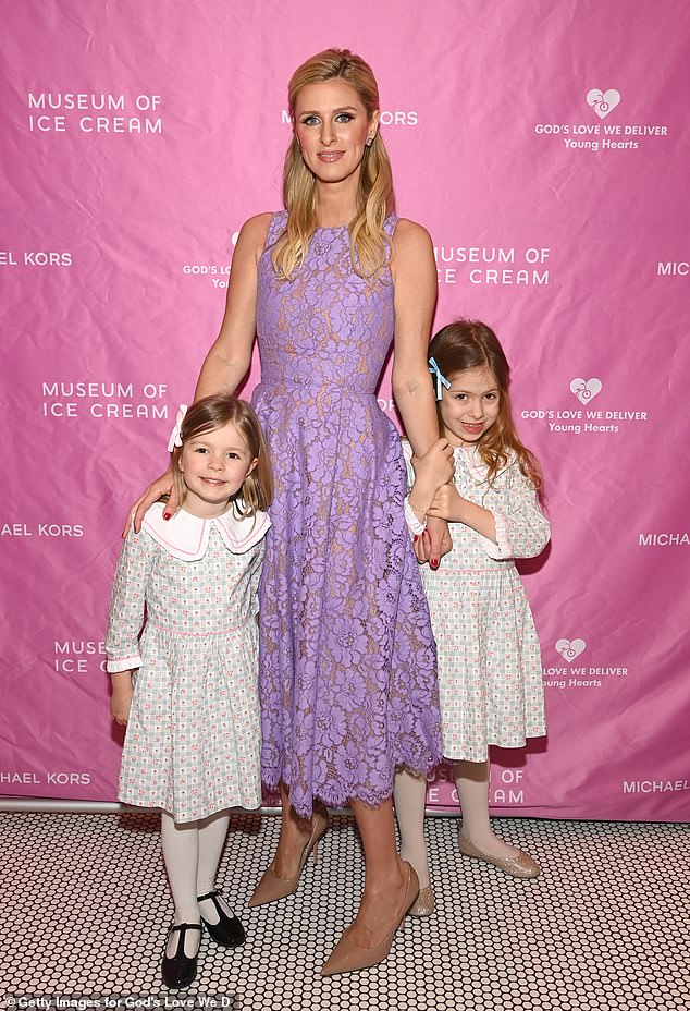 For the Young Hearts Friends Fest, Nicky dressed her eldest daughter, who turns eight in July, and six-year-old daughter Teddy in matching patterned dresses